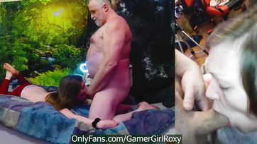 A kéjelgő tini pina pofijába fröcskölt a mázlista idős fickó Thumb